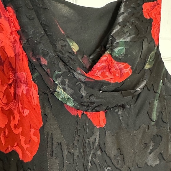 Robbie Bee Silk Blend Velvet Burn Out Y2k Floral Sleeveless Dress Vintage 8P - Picture 8 of 16